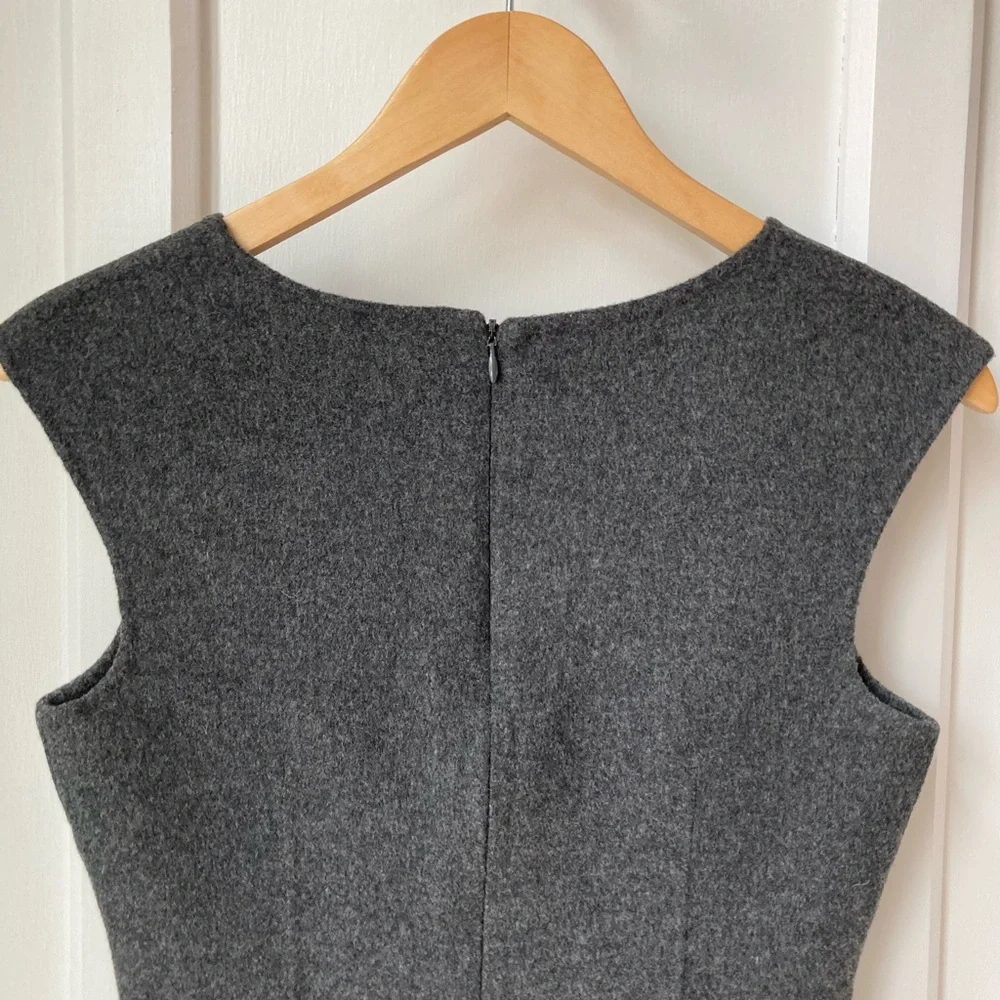 Theory | Classic Wool Blrnd Sleeveless Sheath Dress in Dark Gray - Picture 9 of 9